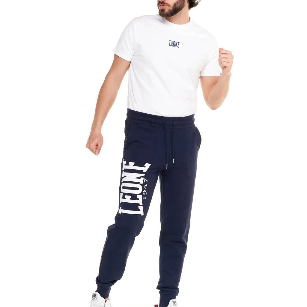 Leone Basic men's trousers with large logo in unbrushed cotton