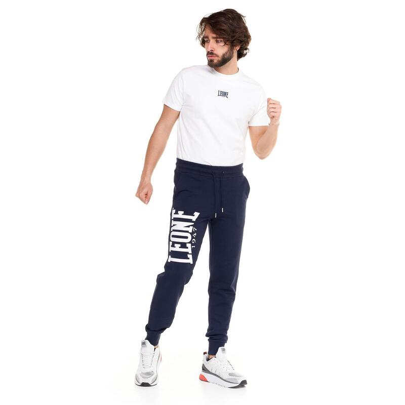 Pantaloni bărbătești Leone Basic cu logo mare din bumbac neperiat