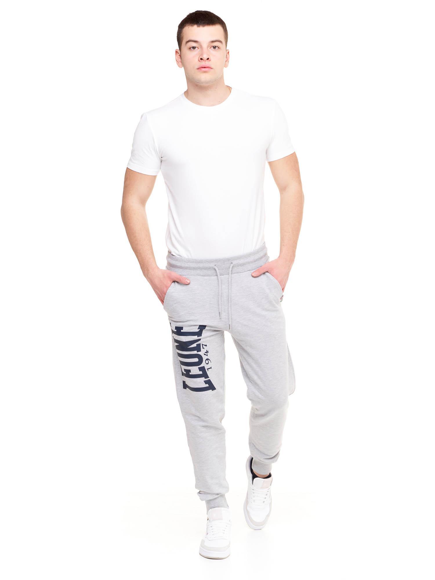 Pantalones básicos de hombre Leone con logo grande en algodón sin cepillar. 2/8