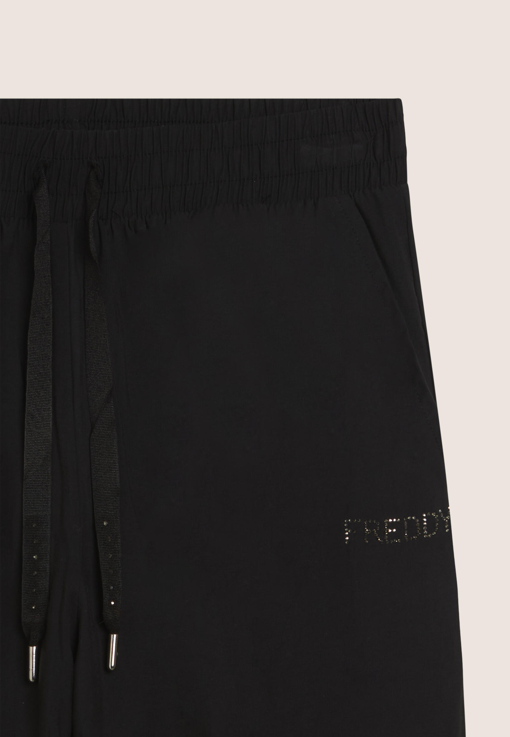 Pantaloni Sportivi Cropped con gamba Wide Leg e strass 3/3