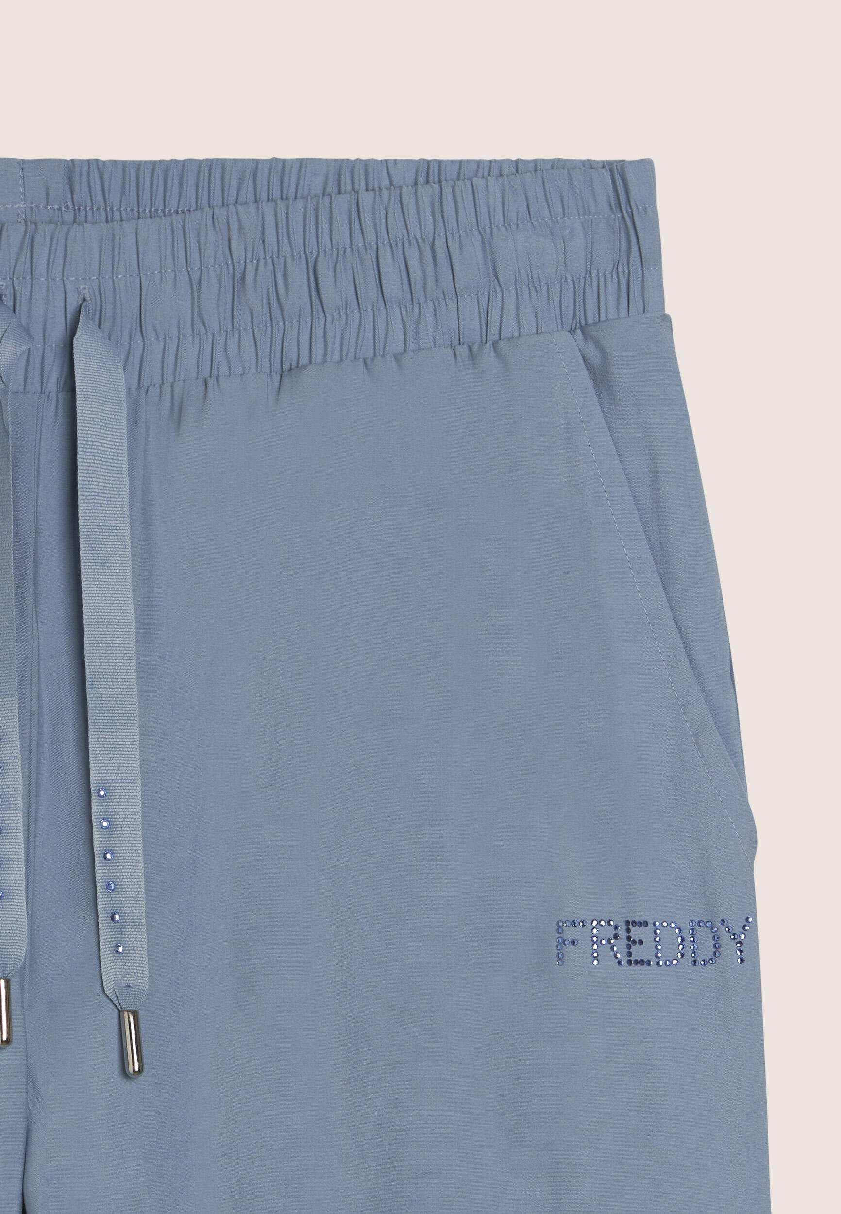 Pantaloni Sportivi Cropped con gamba Wide Leg e strass 3/3