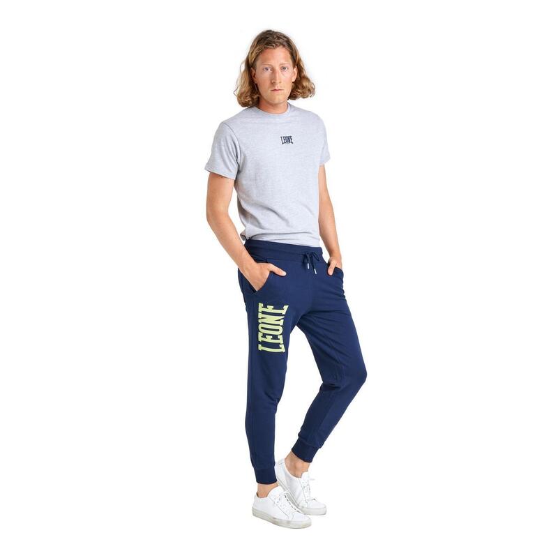 Pantaloni bărbătești Leone Basic cu logo mare din bumbac neperiat