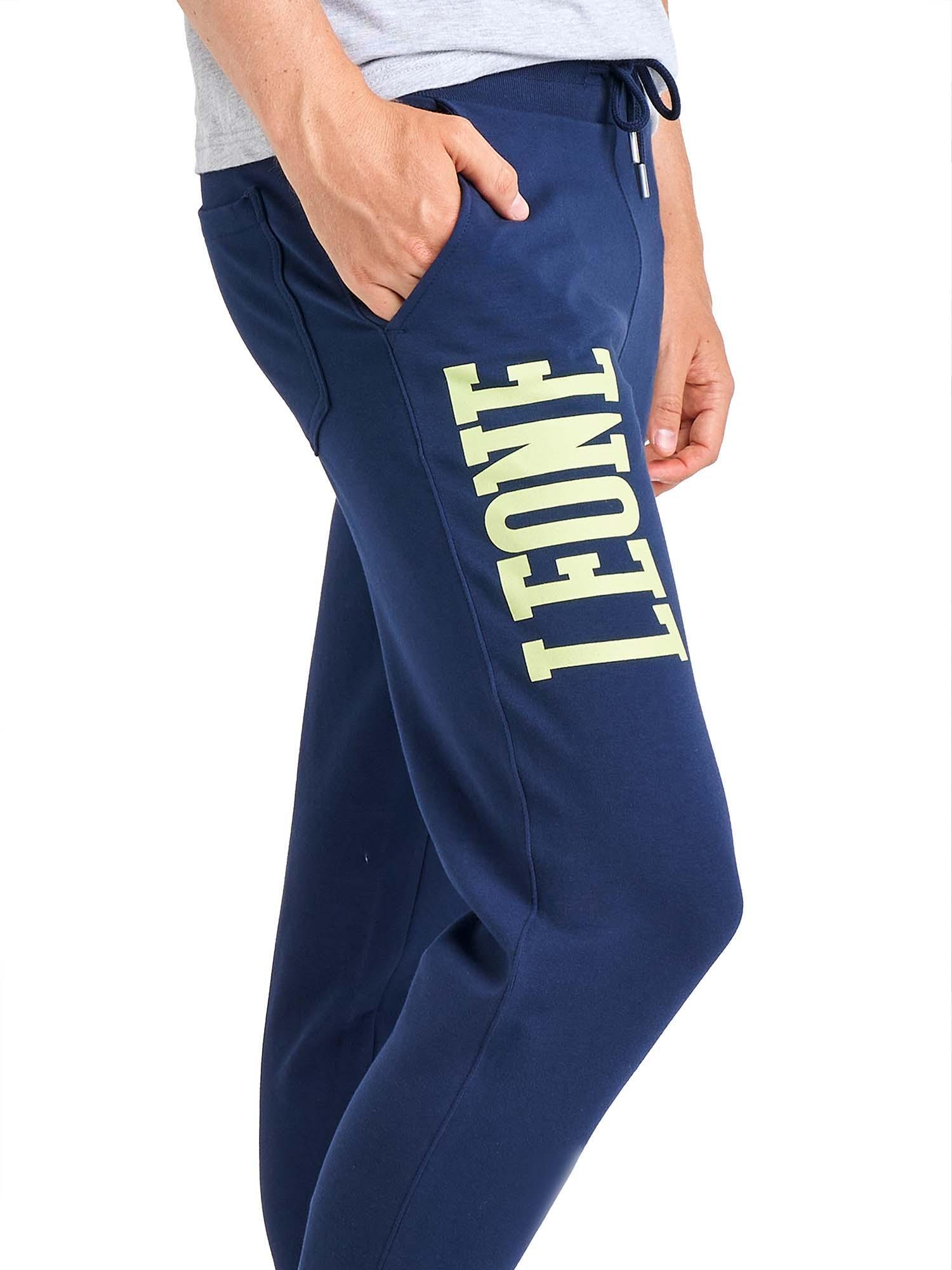 Pantalones básicos de hombre Leone con logo grande en algodón sin cepillar. 5/7