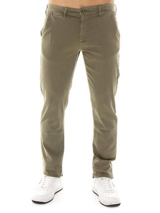 Pantalon chino homme Leone Easy en sergé avec passants de ceinture
