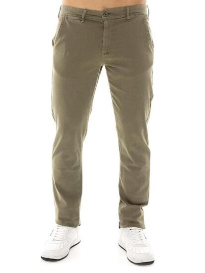 Pantalon chino homme Leone Easy en sergé avec passants de ceinture