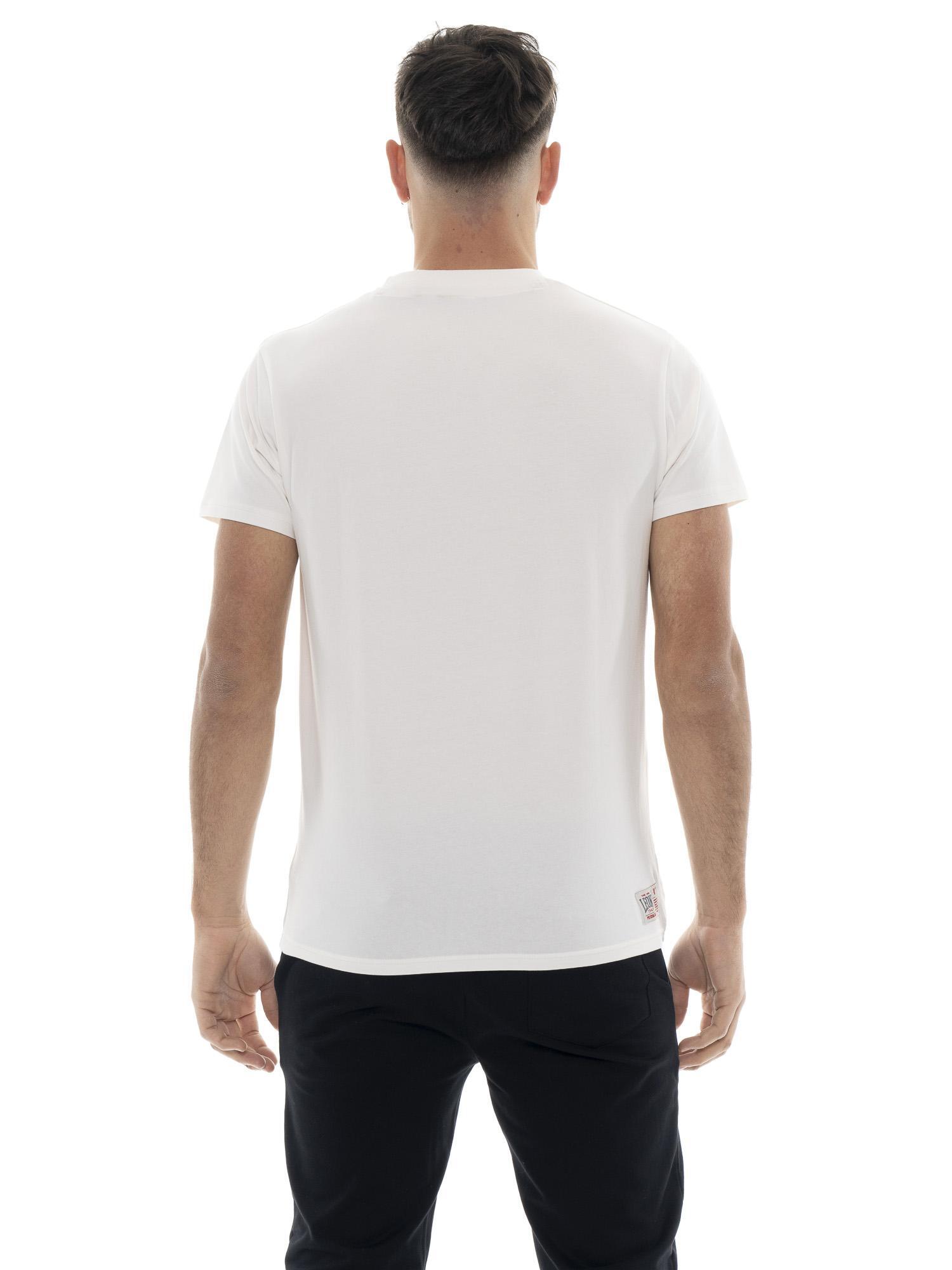 Camiseta básica de algodón elástico de manga corta con logo Leone 1947 4/5