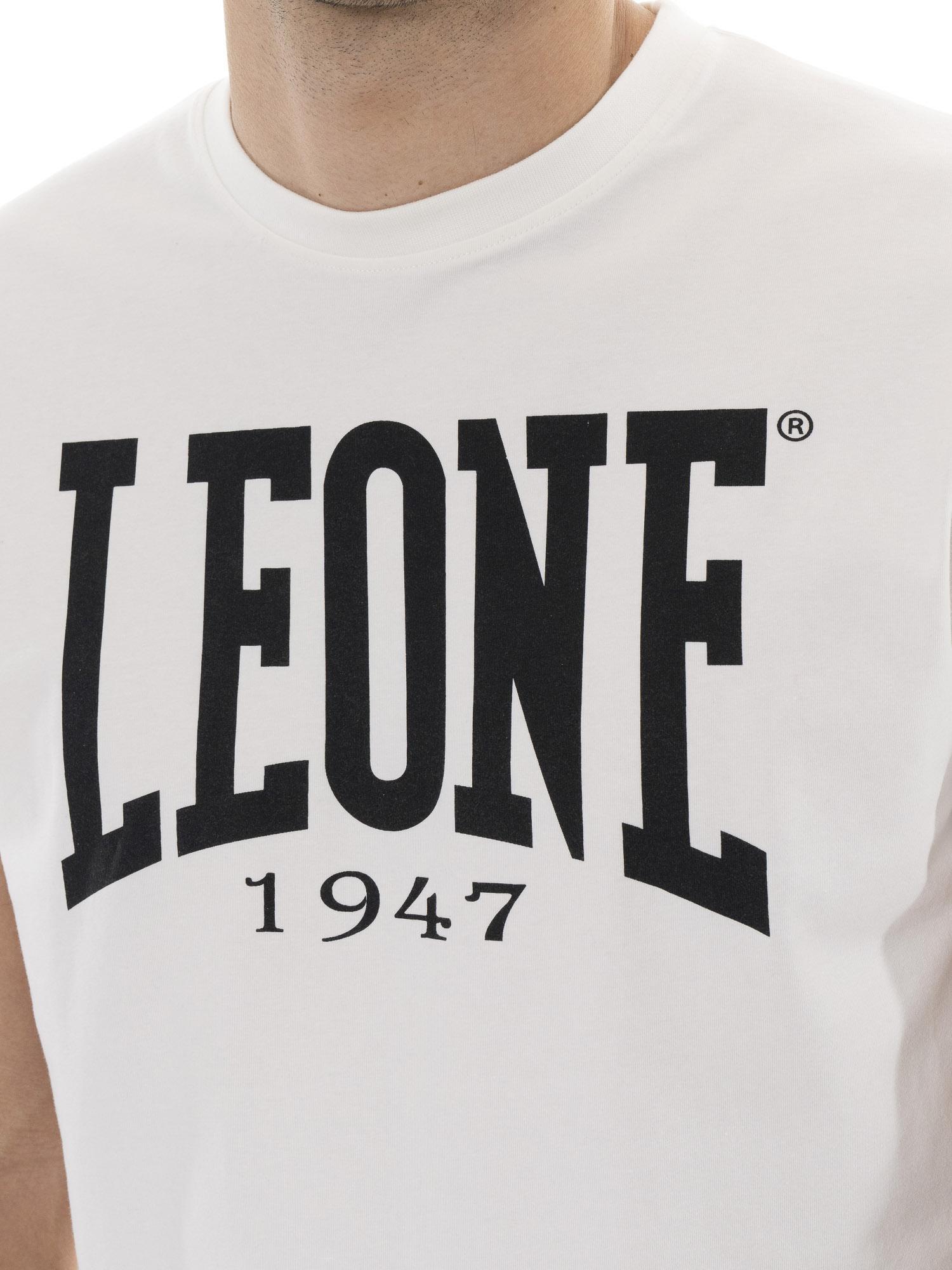 Camiseta básica de algodón elástico de manga corta con logo Leone 1947 3/5