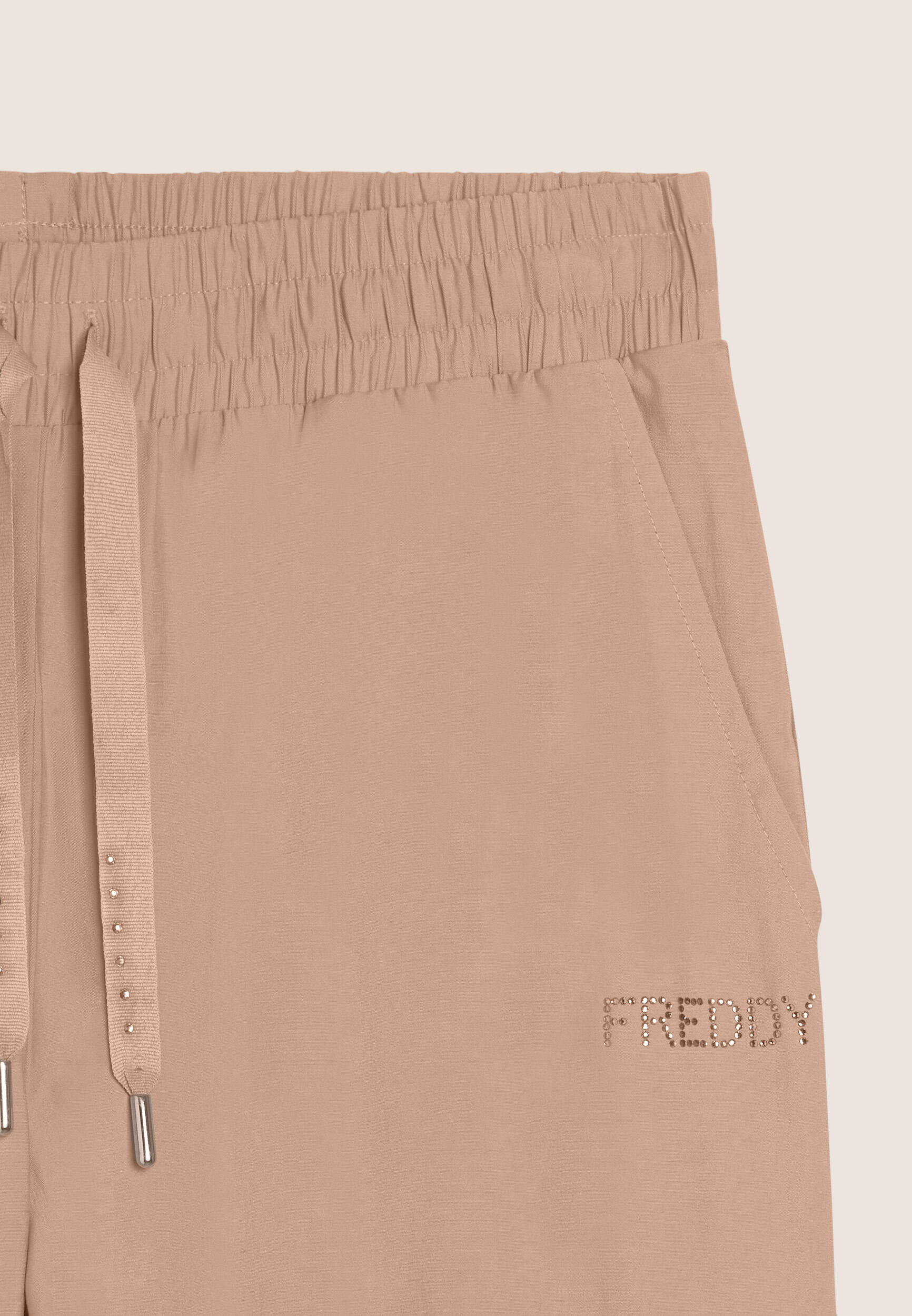 Pantaloni Sportivi Cropped con gamba Wide Leg e strass 3/3