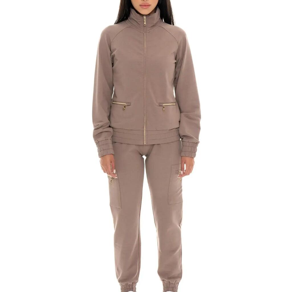 Chic Tones women's winter cargo jumpsuit, high neck
