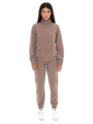 Chic Tones dames winter cargo jumpsuit met hoge hals