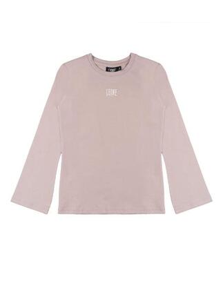 T-shirt à manches longues Leone 1947 Lavande avec petit logo imprimé pour fille