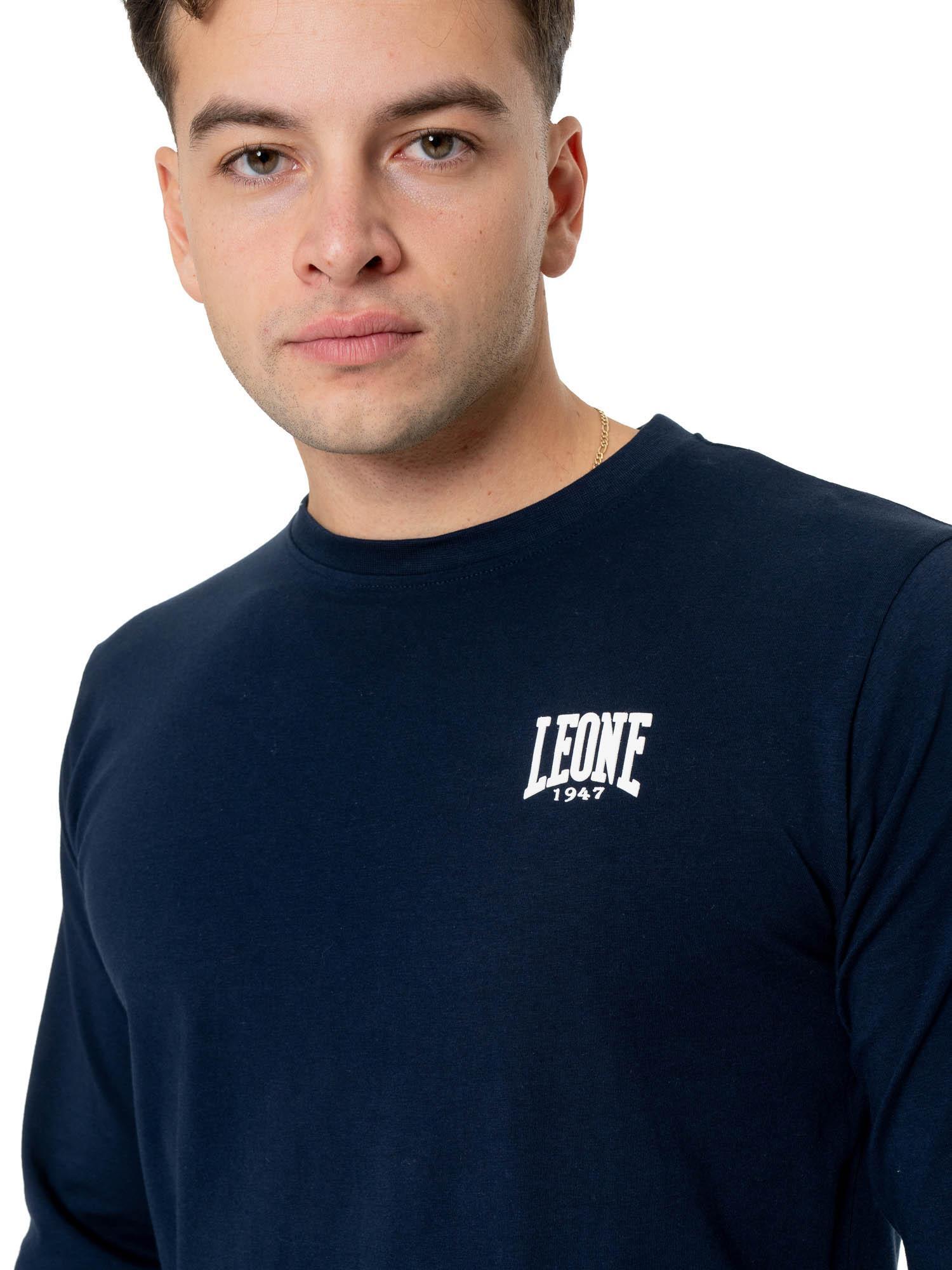 Camiseta de algodón elástico de manga larga con logo grande "Basic" para hombre 3/7