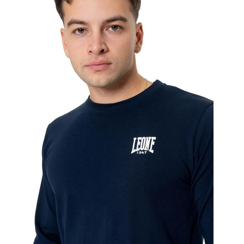 Tricou bărbătesc „Basic” din bumbac elastic cu mânecă lungă și logo mare