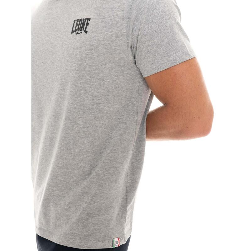 Tricou bărbătesc cu mânecă scurtă din bumbac elastic, cu logo mic „Basic”