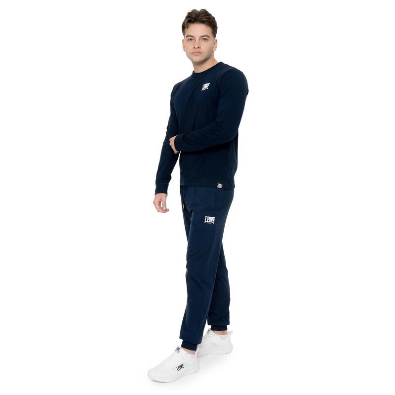 Tricou bărbătesc „Basic” din bumbac elastic cu mânecă lungă și logo mare