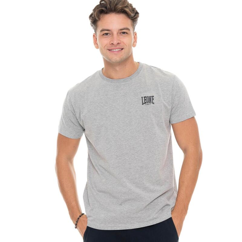 Tricou bărbătesc cu mânecă scurtă din bumbac elastic, cu logo mic „Basic”