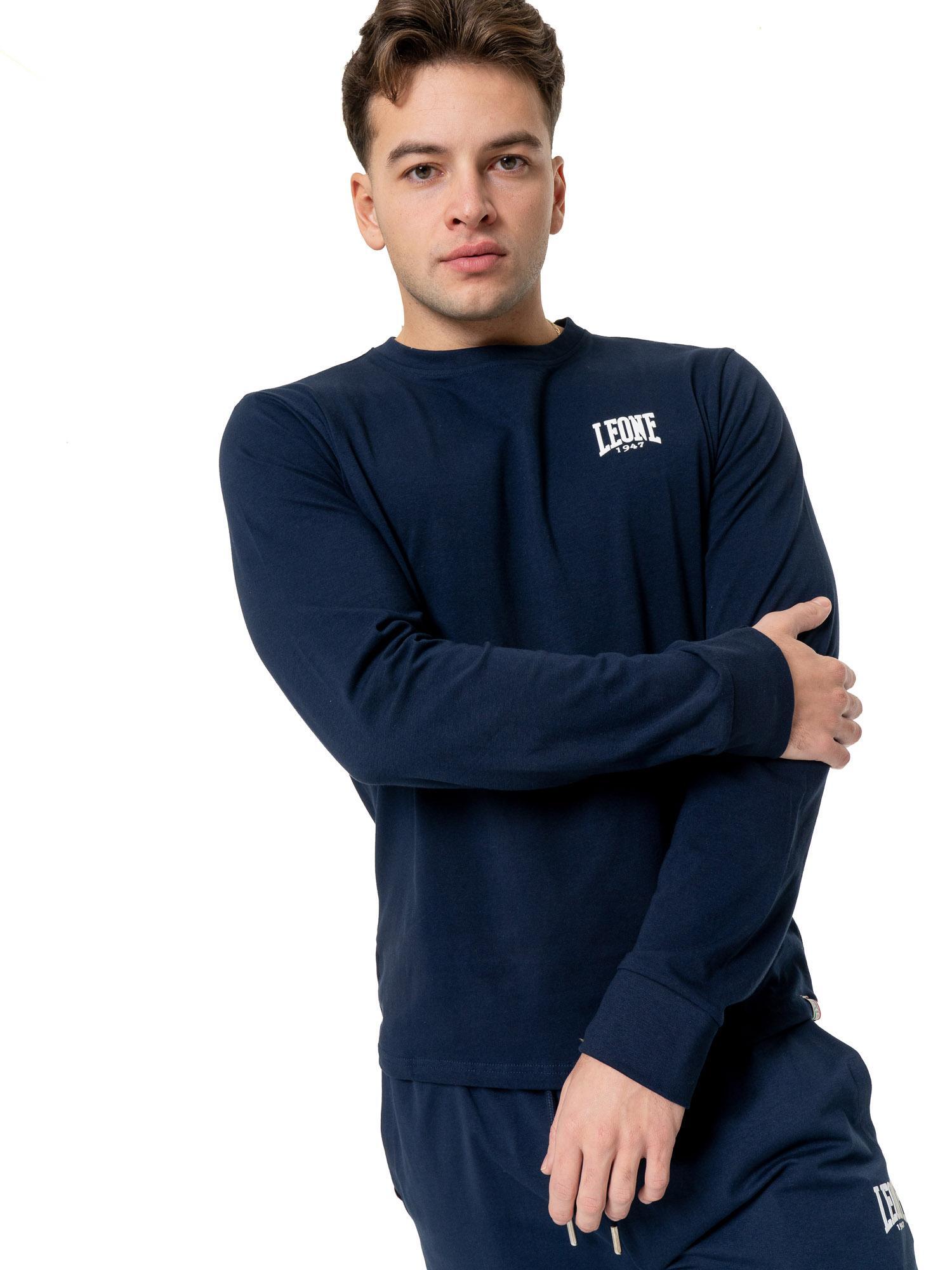 Camiseta de algodón elástico de manga larga con logo grande "Basic" para hombre 5/7