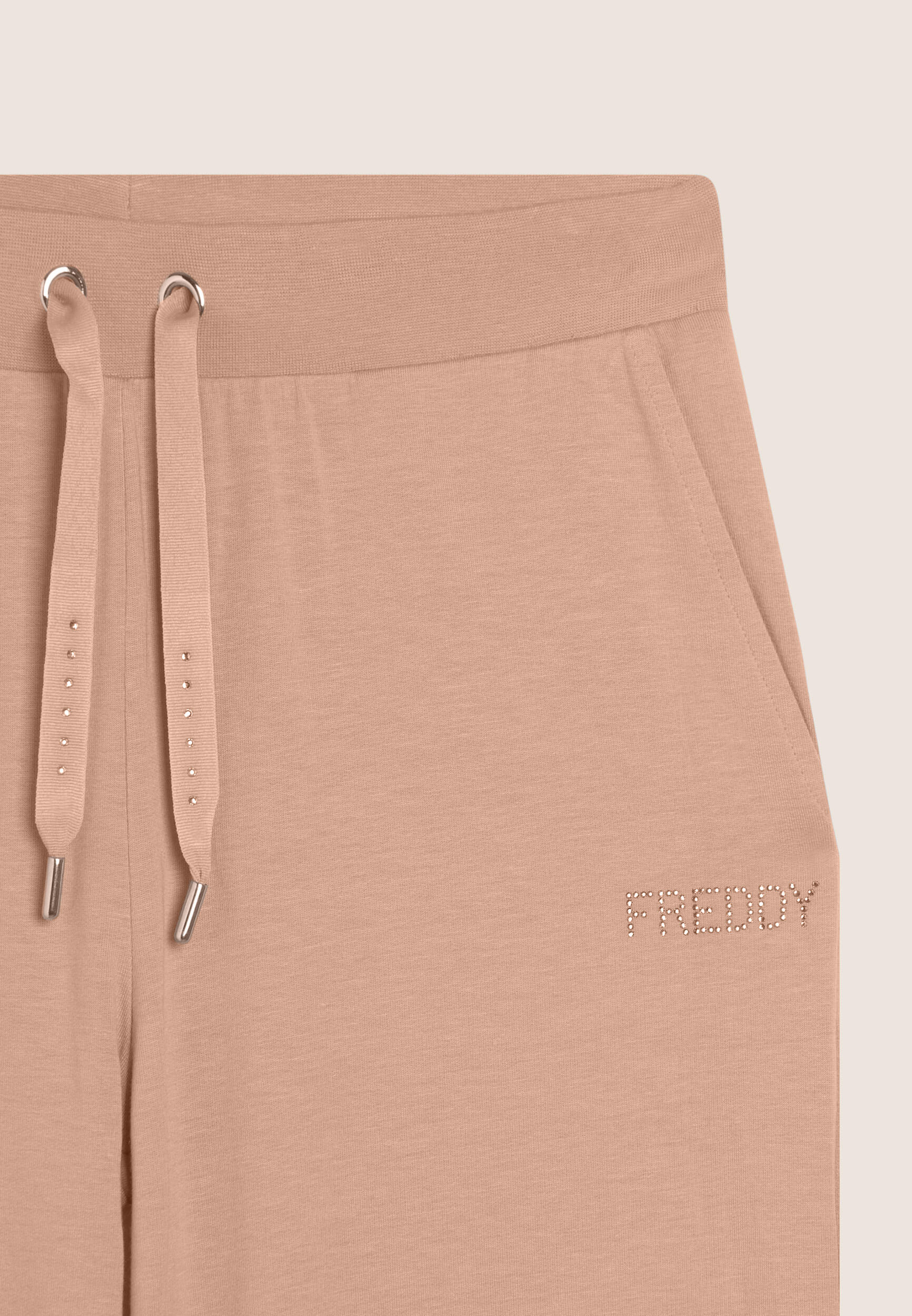 Pantaloni Sportivi con gamba Wide Leg e strass 3/3