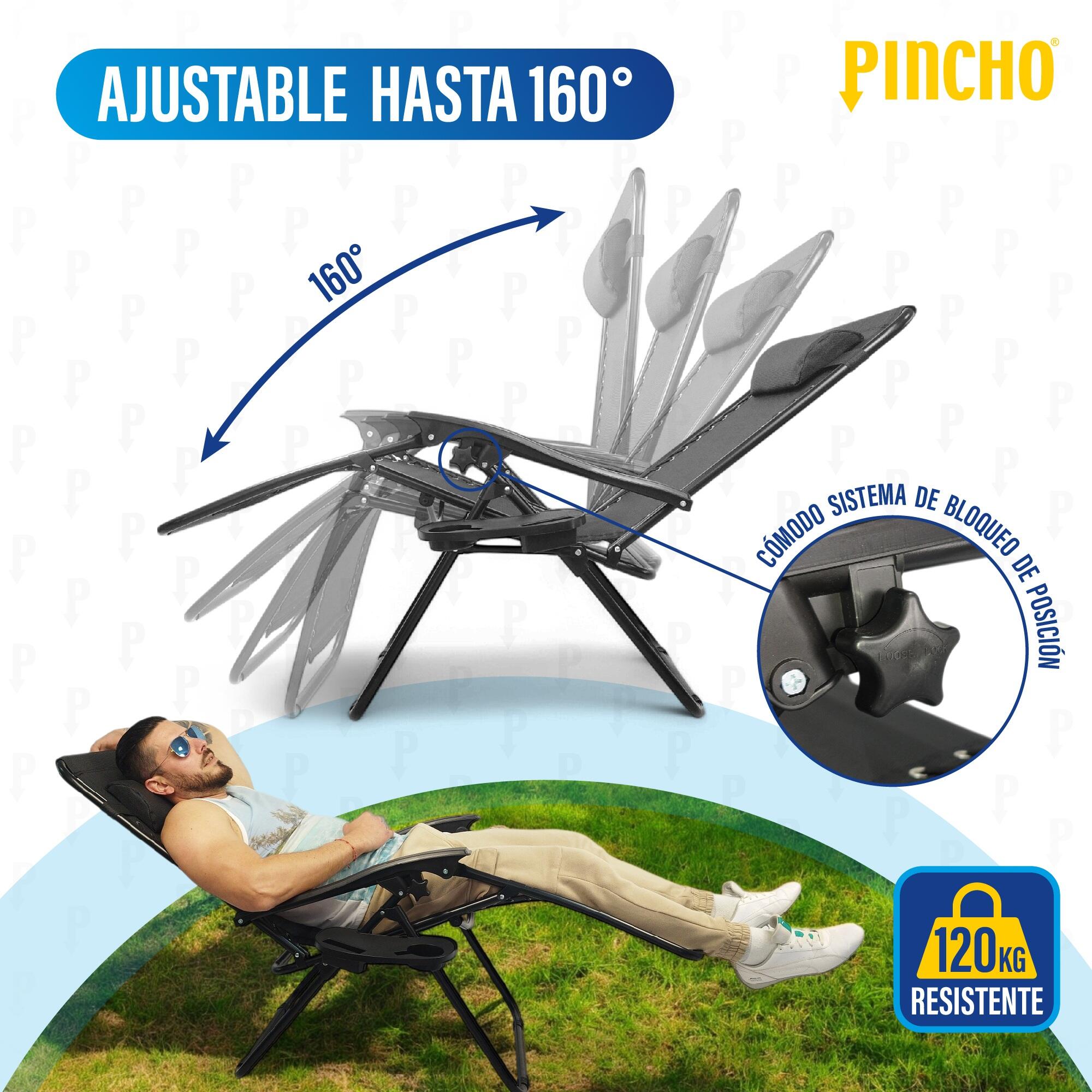 Tumbona Reclinable Gravedad Cero, Pack 2 Sillas Plegables con Bandeja y Reposaca 6/7