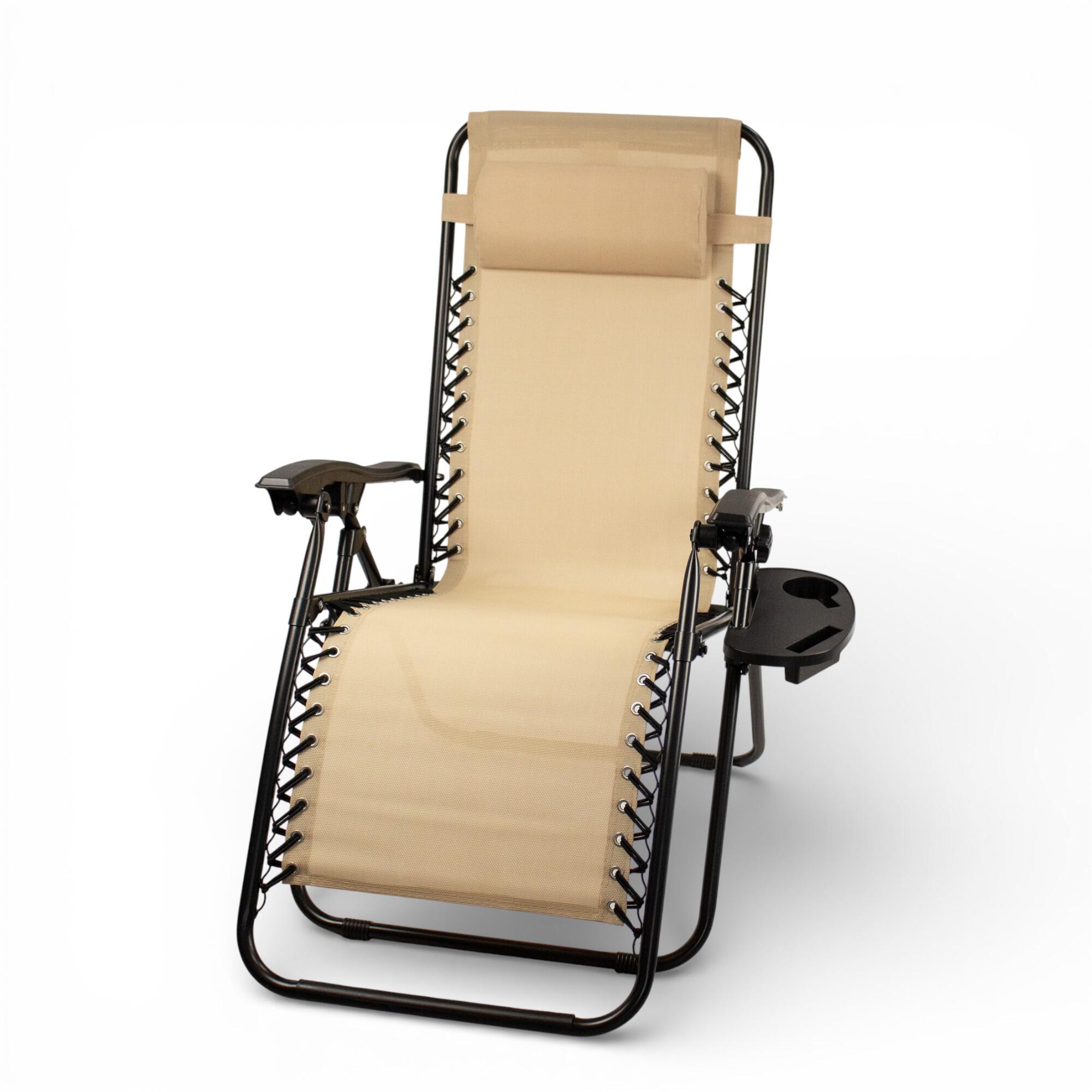 Tumbona Reclinable Gravedad Cero, Pack 2 Sillas Plegables con Bandeja y Reposaca 2/7