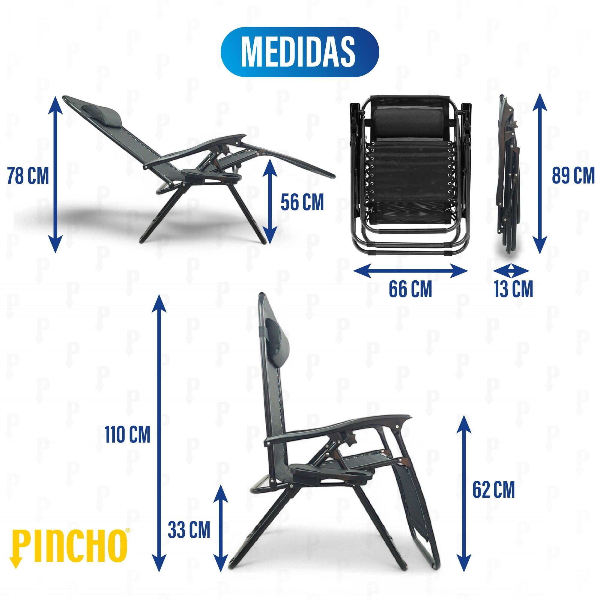 Tumbona Reclinable Gravedad Cero, Pack 2 Sillas Plegables con Bandeja y Reposaca 7/7
