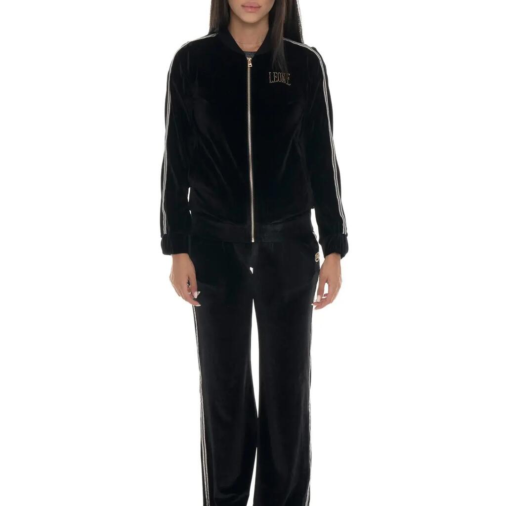 Leone 1947 Gold Studs Women's Zip-Up Chenille Palazzo Trousers