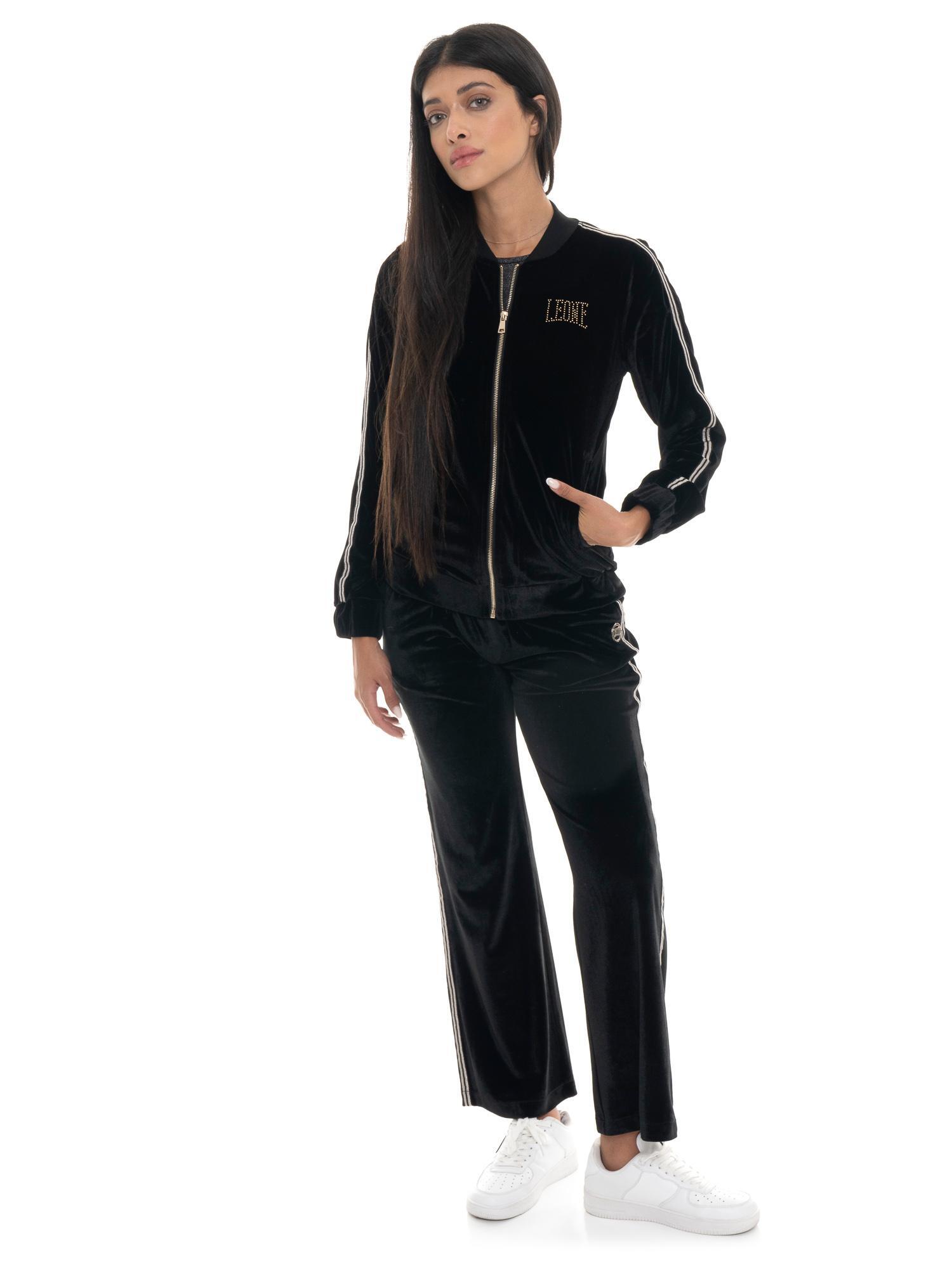 Pantalón palazzo mujer Leone 1947 Apparel cremallera tachuelas doradas chenilla 5/5