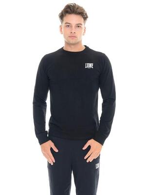 T-shirt da uomo in cotone elasticizzato a manica lunga con logo grande "Basic