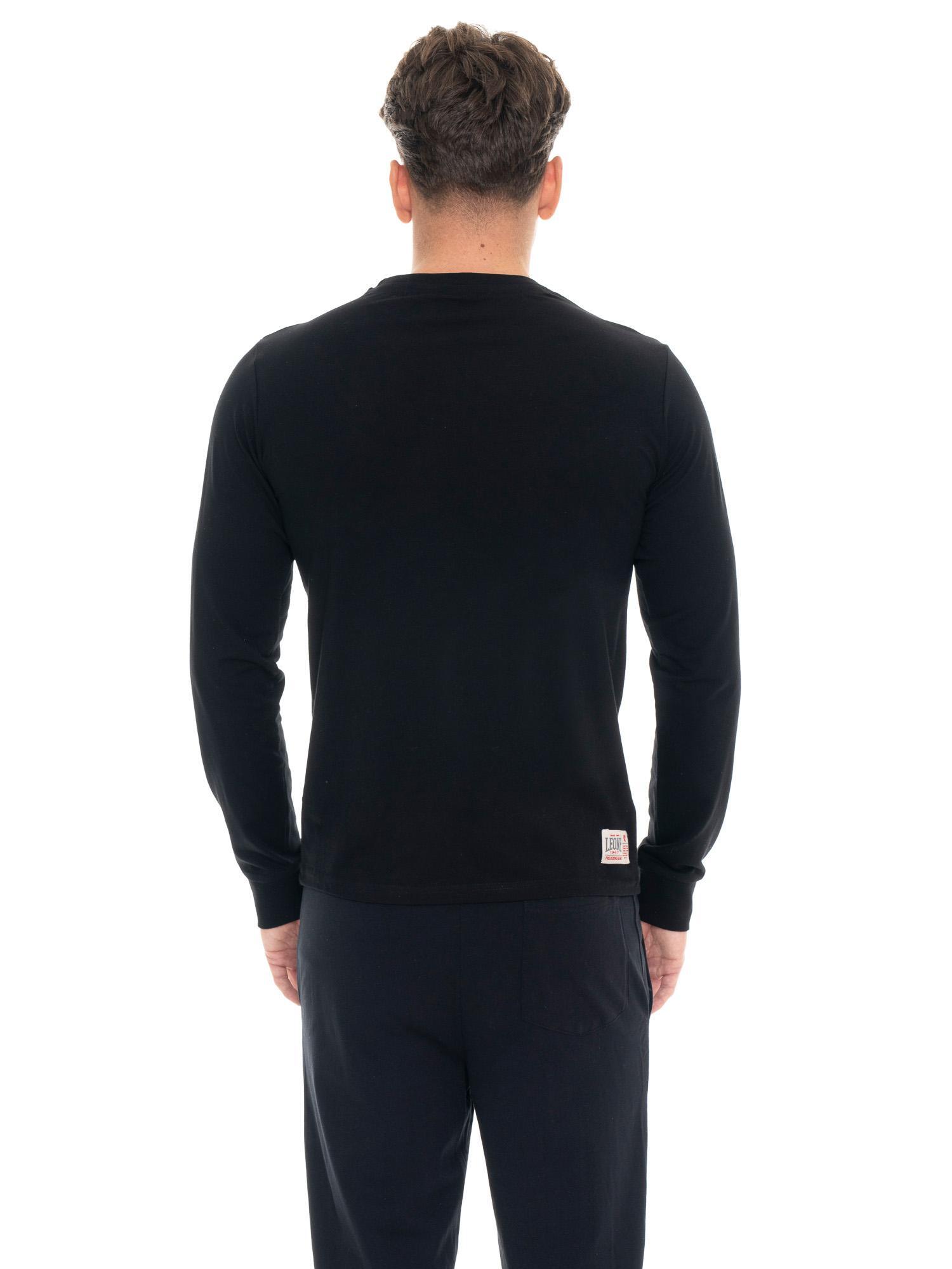 Camiseta de algodón elástico de manga larga con logo grande "Basic" para hombre 4/7