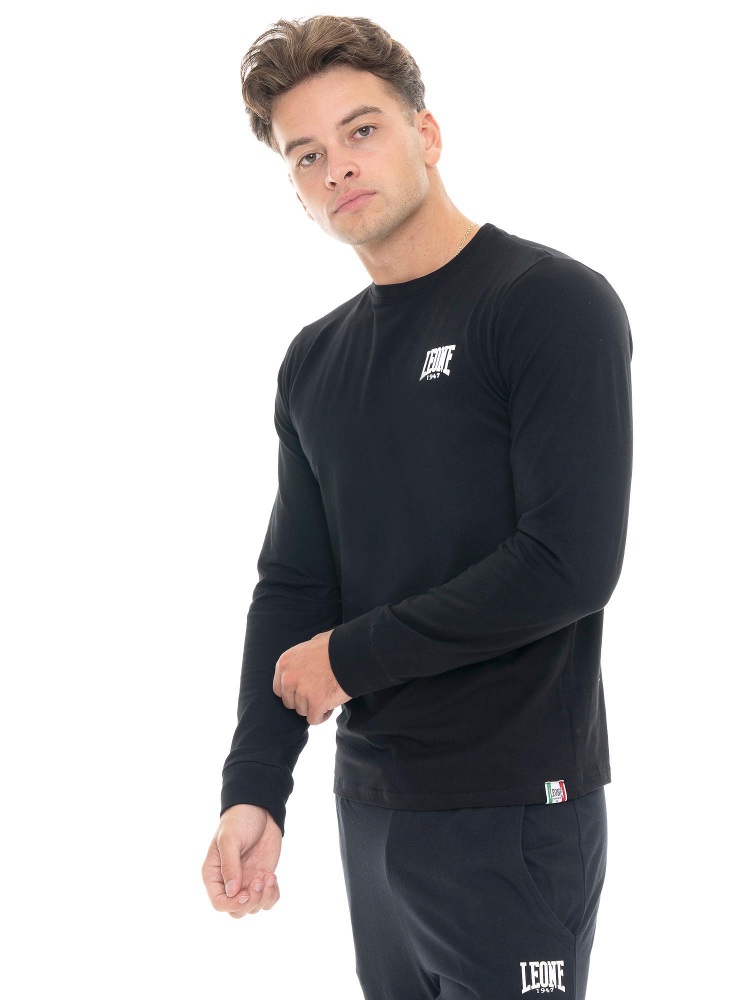 Camiseta de algodón elástico de manga larga con logo grande "Basic" para hombre 5/7
