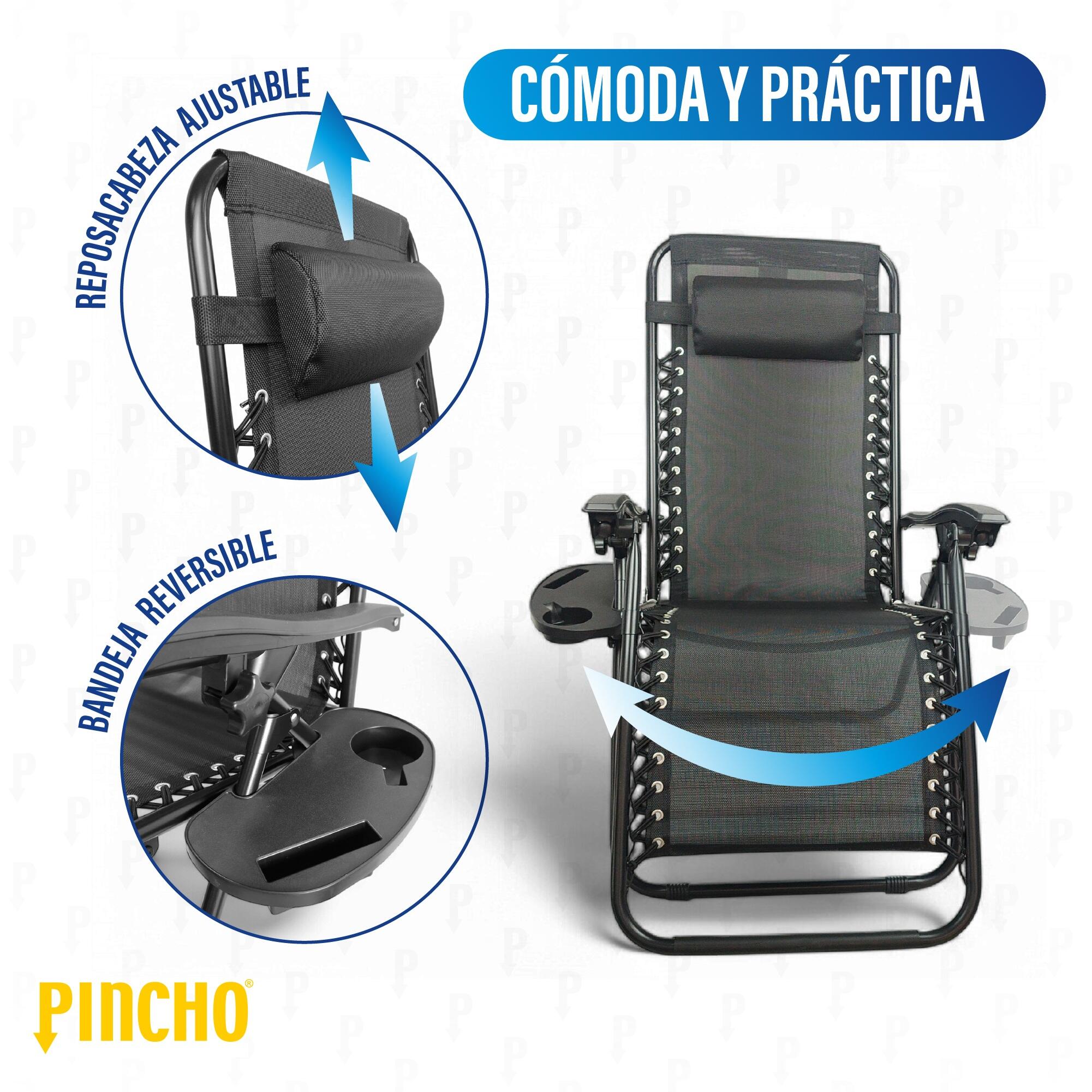 Tumbona Jardin Exterior Gravedad Cero Reclinable,  2 Sillas Plegables 5/6