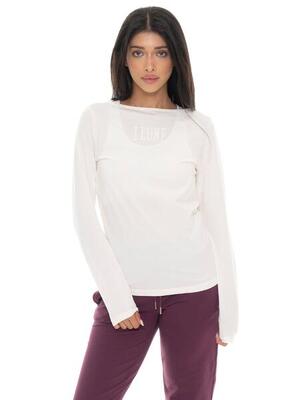 T-shirt donna a manica lunga con stampa Leone 1947 Never Without