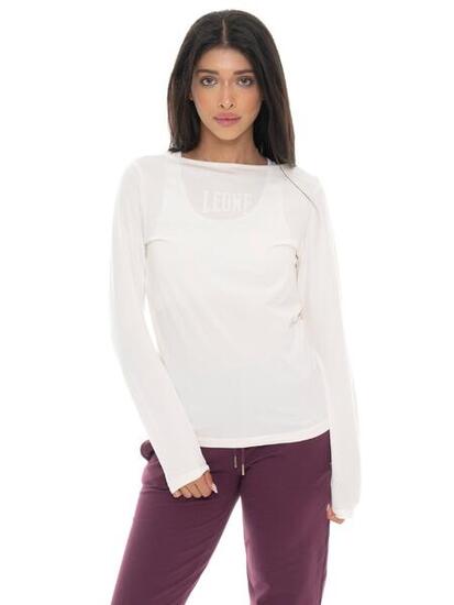 T-shirt donna a manica lunga con stampa Leone 1947 Never Without