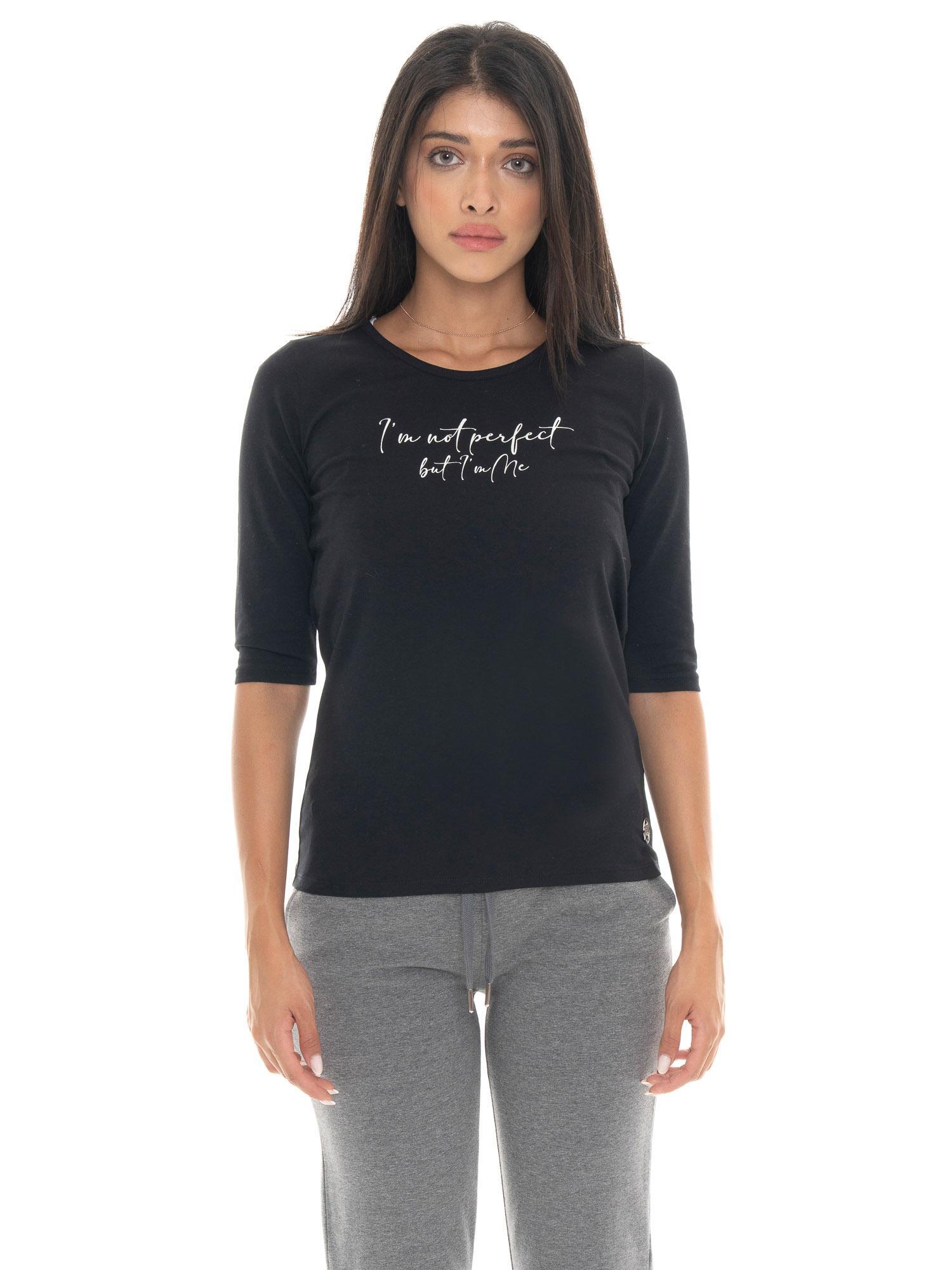Camiseta de algodón elástico con mangas 3/4 para mujer Leone 1947 Braid 6/7