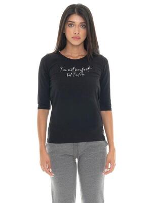 Leone 1947 braid dames 3/4 mouw stretch katoenen t-shirt