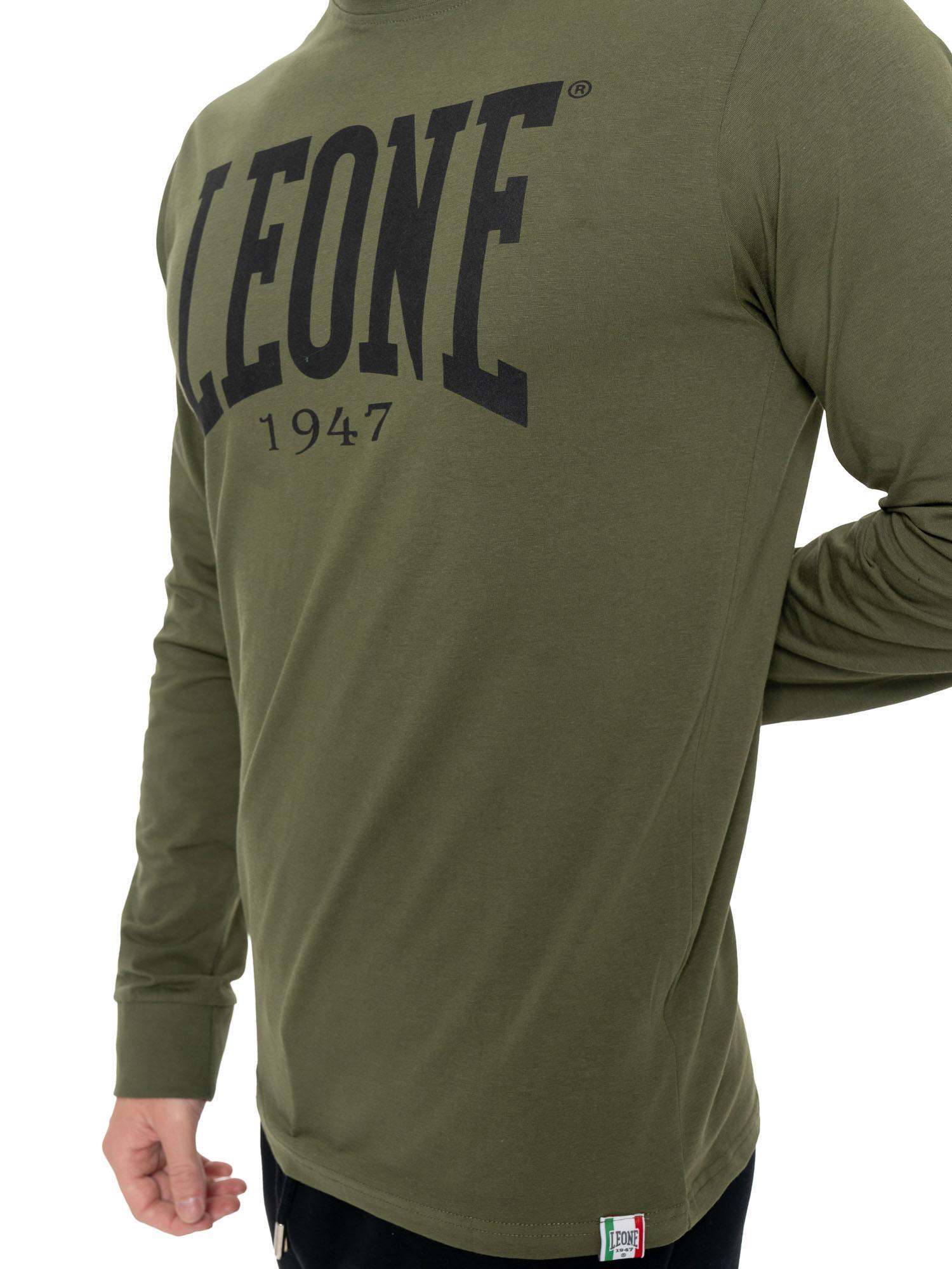 Camiseta de algodón elástico de manga larga con logo grande "Basic" para hombre 3/5