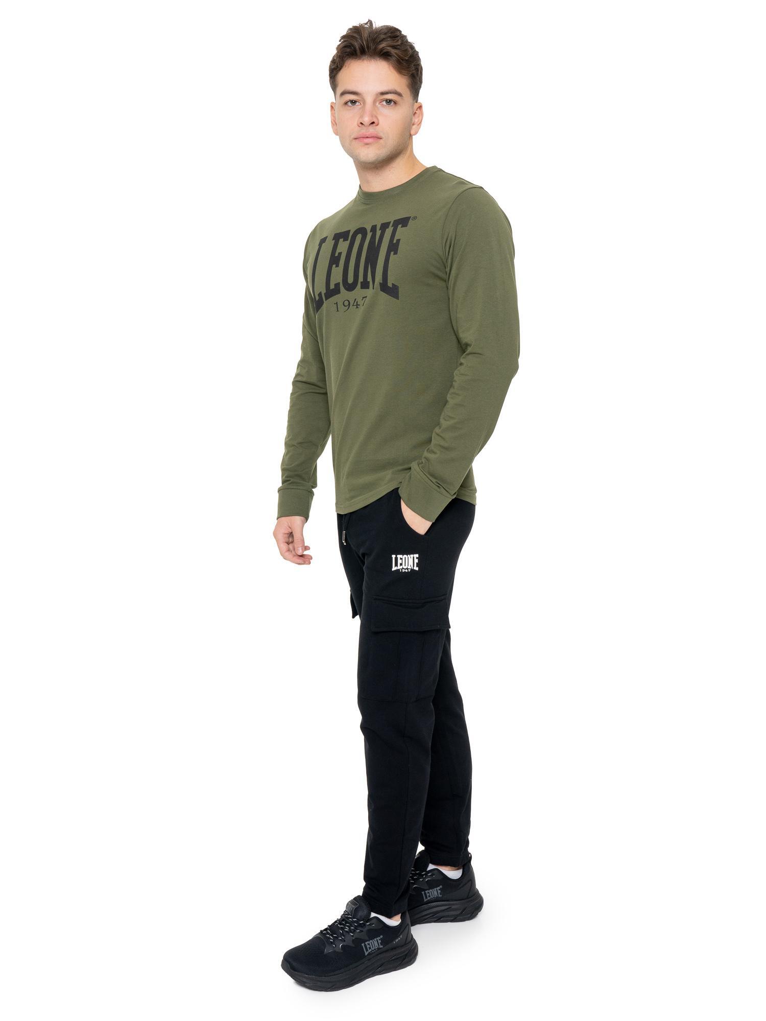 Camiseta de algodón elástico de manga larga con logo grande "Basic" para hombre 2/5