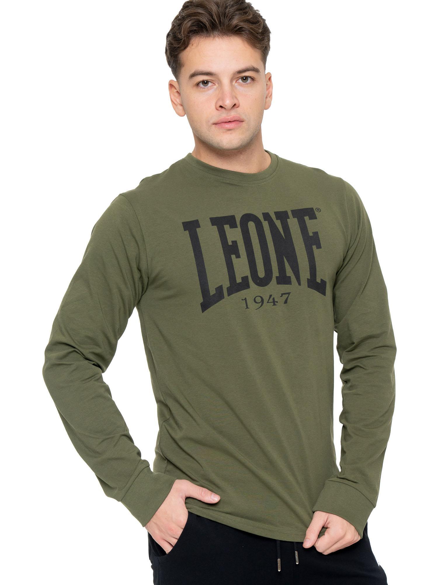 Camiseta de algodón elástico de manga larga con logo grande "Basic" para hombre 5/5
