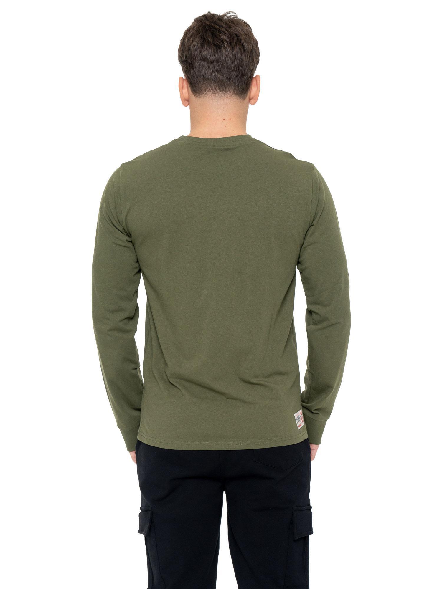 Camiseta de algodón elástico de manga larga con logo grande "Basic" para hombre 4/5