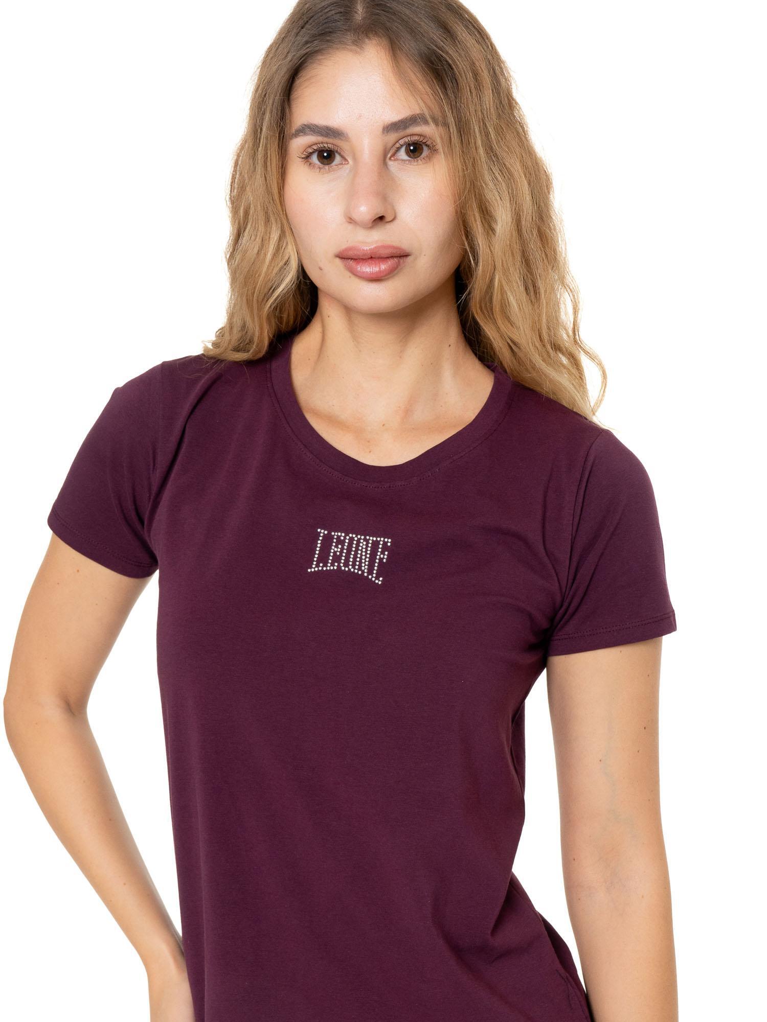 Camiseta feminina de manga curta Leone 1947 Never Without com logotipo de strass 5/7