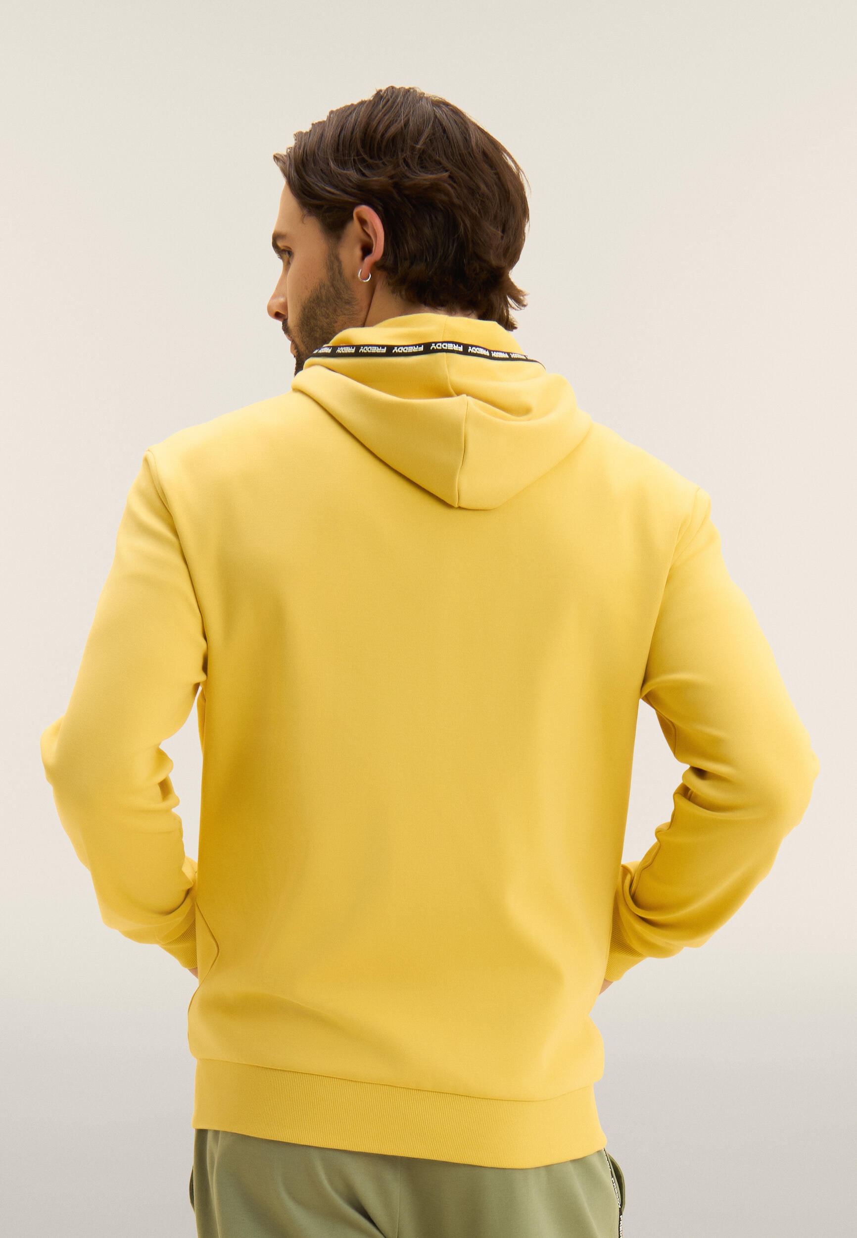 Sudadera con cremallera y capucha de algodón interlock 3/4