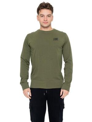 T-shirt da uomo in cotone elasticizzato a manica lunga con logo grande "Basic