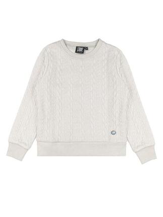 Sweat fille ras du cou à enfiler hiver texture tressée "Dentelle