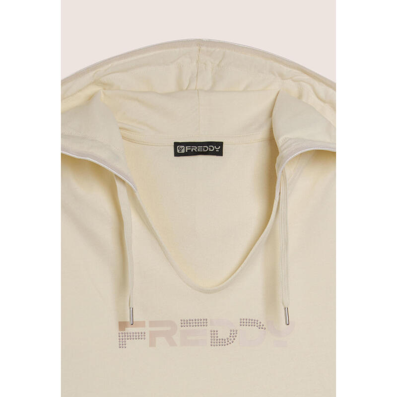 Sweat-shirt à col en V avec capuche et logo holographique FREDDY FREDDY ...