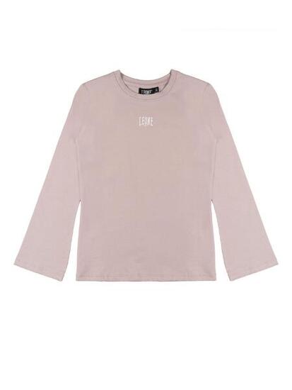 T-shirt à manches longues Leone 1947 Lavande avec petit logo imprimé pour fille