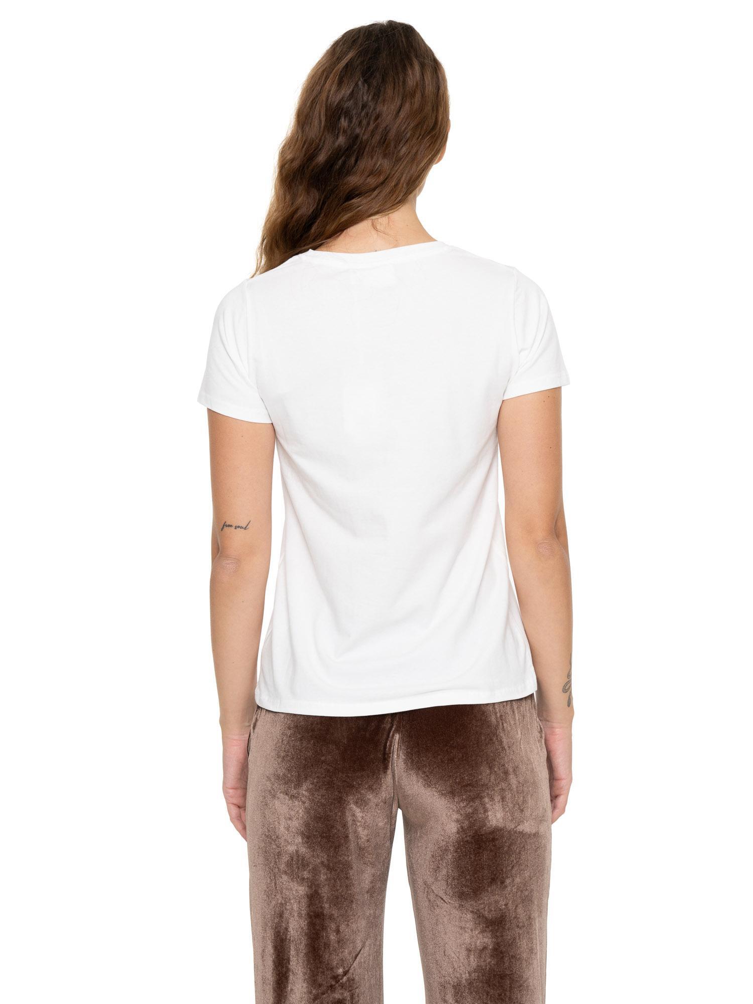 Camiseta feminina de manga curta Leone 1947 Never Without com logotipo de strass 4/7