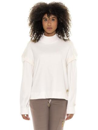 Leone 1947 Warm Touch Women, bluza, Rundhalsausschnitt und Strickeinsätzen