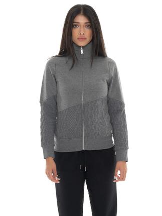 Sweat-shirt d'hiver zippé pour femme, col montant, finitions tressées