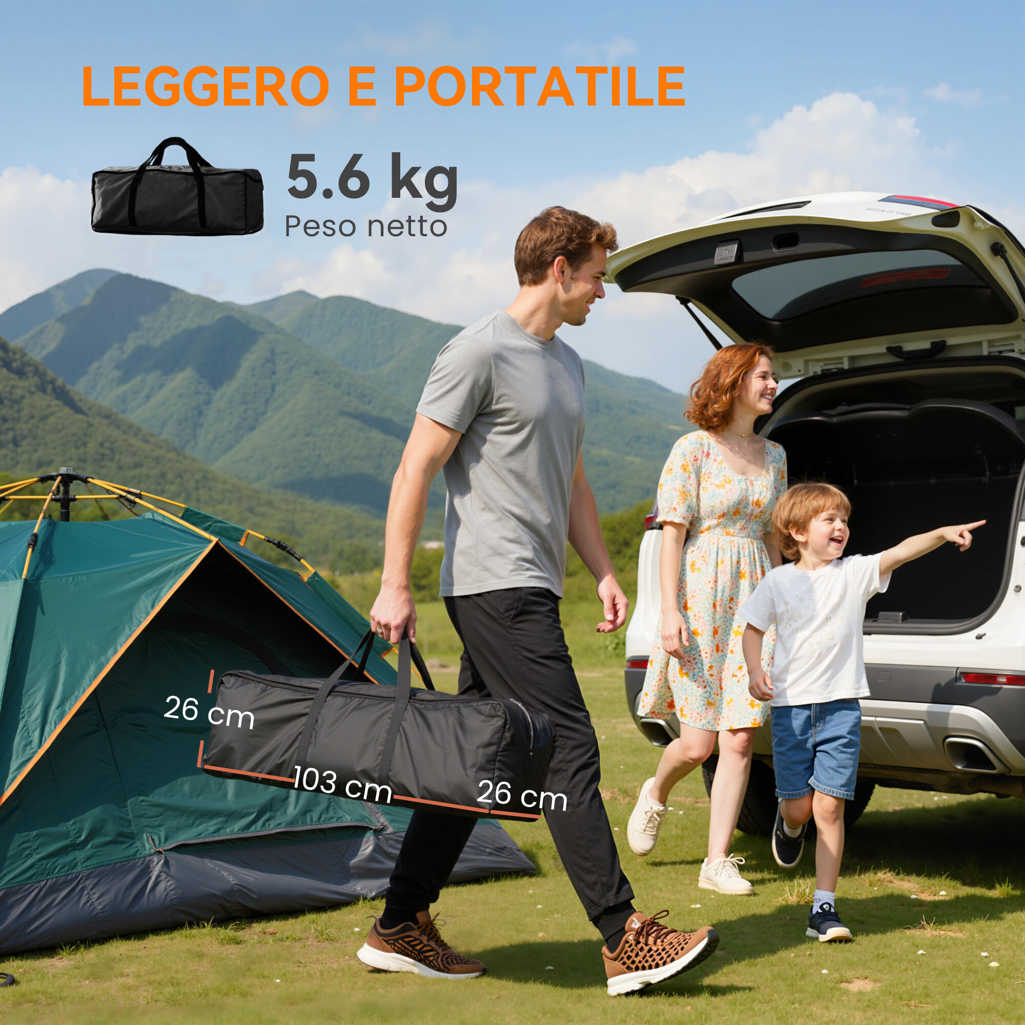 Outsunny Sedia da Campeggio Pieghevole con Portabicchieri e Tasche Grigio e Nero 7/7