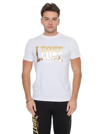 T-shirt en coton extensible à manches courtes avec grand logo Leone 1947 Gold